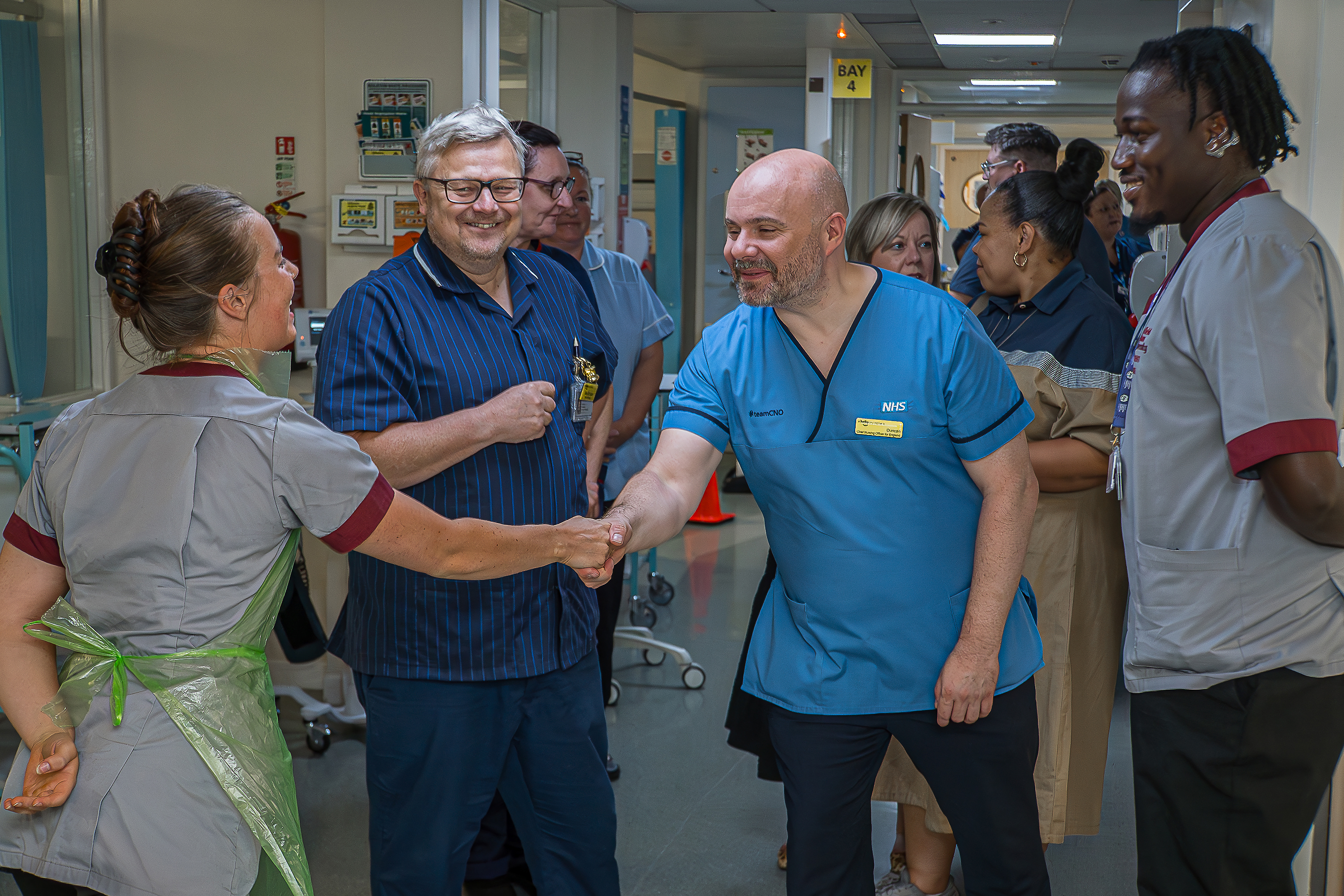 Duncan Burton meeting student nurses on Fitzwilliam Ward