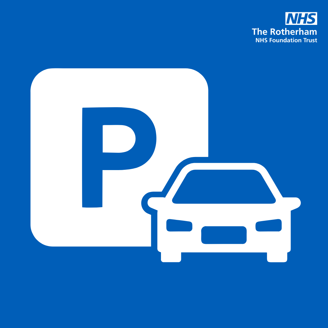 A white parking sign and outline of a car on a blue background