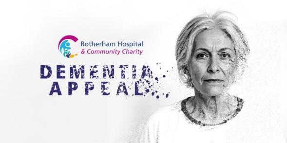 An elderly woman pictured in black and white, with elements of the photo fading away to represent fading memories with the words Dementia Appeal and the charity logo.