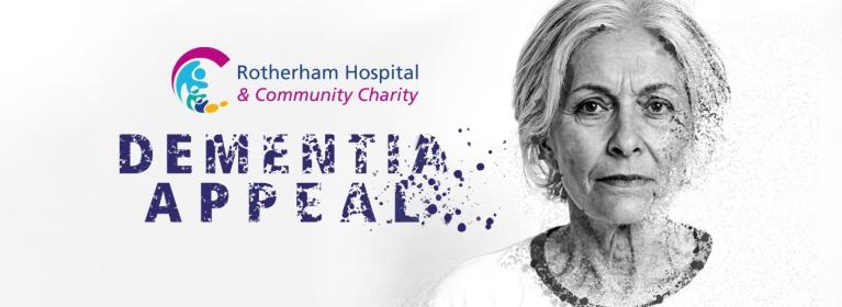 An elderly woman pictured in black and white, with elements of the photo fading away to represent fading memories with the words Dementia Appeal and the charity logo.