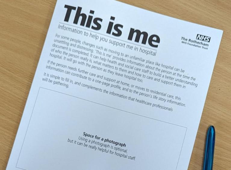 This image shows the front cover of the Trust's "This is me" booklet