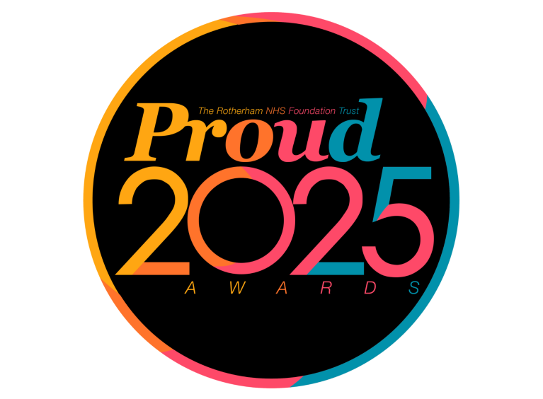 A multicoloured circle with the words Proud Awards 2025 inside