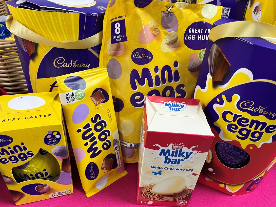 A selection of chocolate Easter eggs and Easter chocolate bars