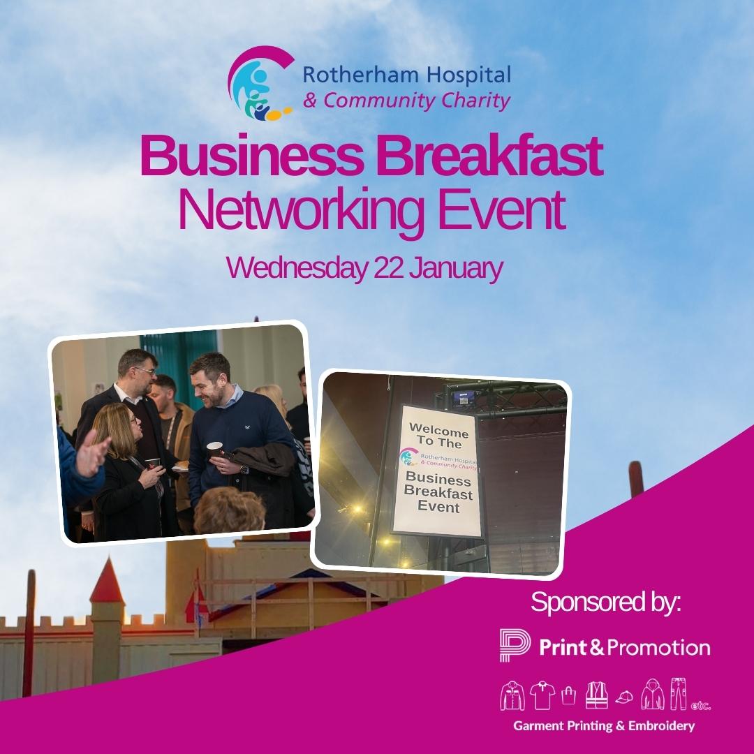 An image of Gulliver's Valley with the words Business Breakfast Networking Event, sponsored by Print and Promotion. 